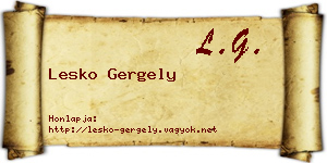 Lesko Gergely névjegykártya